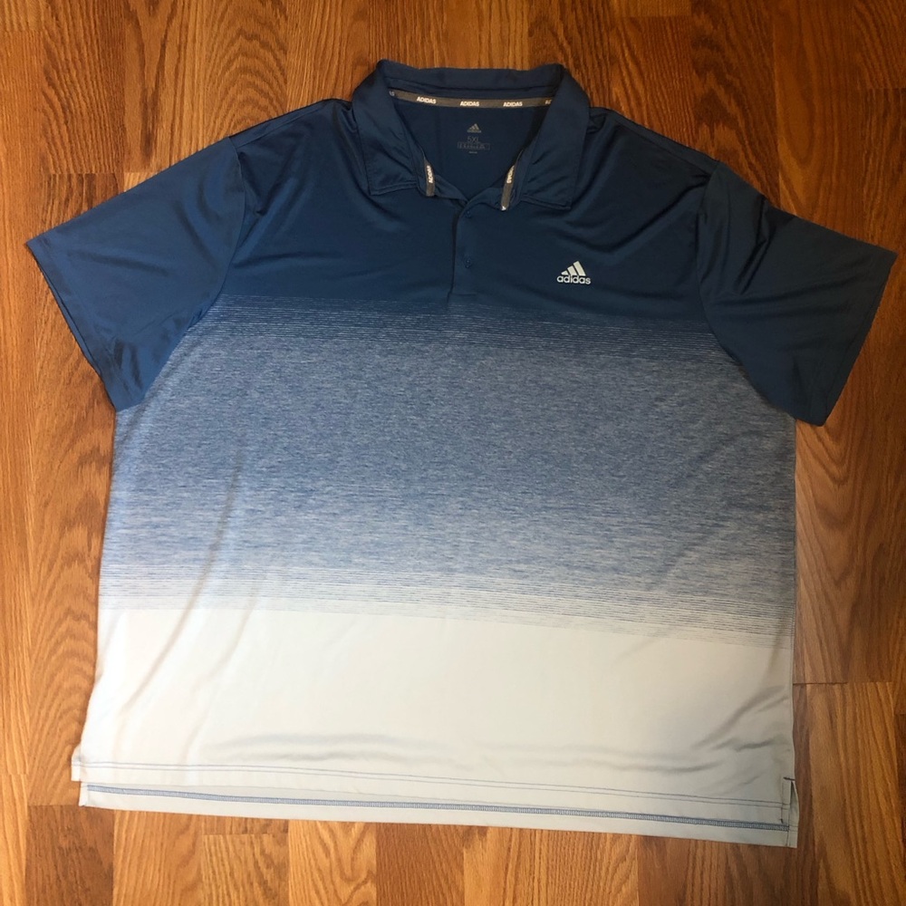 Like new big & tall mens size 5xl Adidas polo blue ombré sport fabric MI Egypt